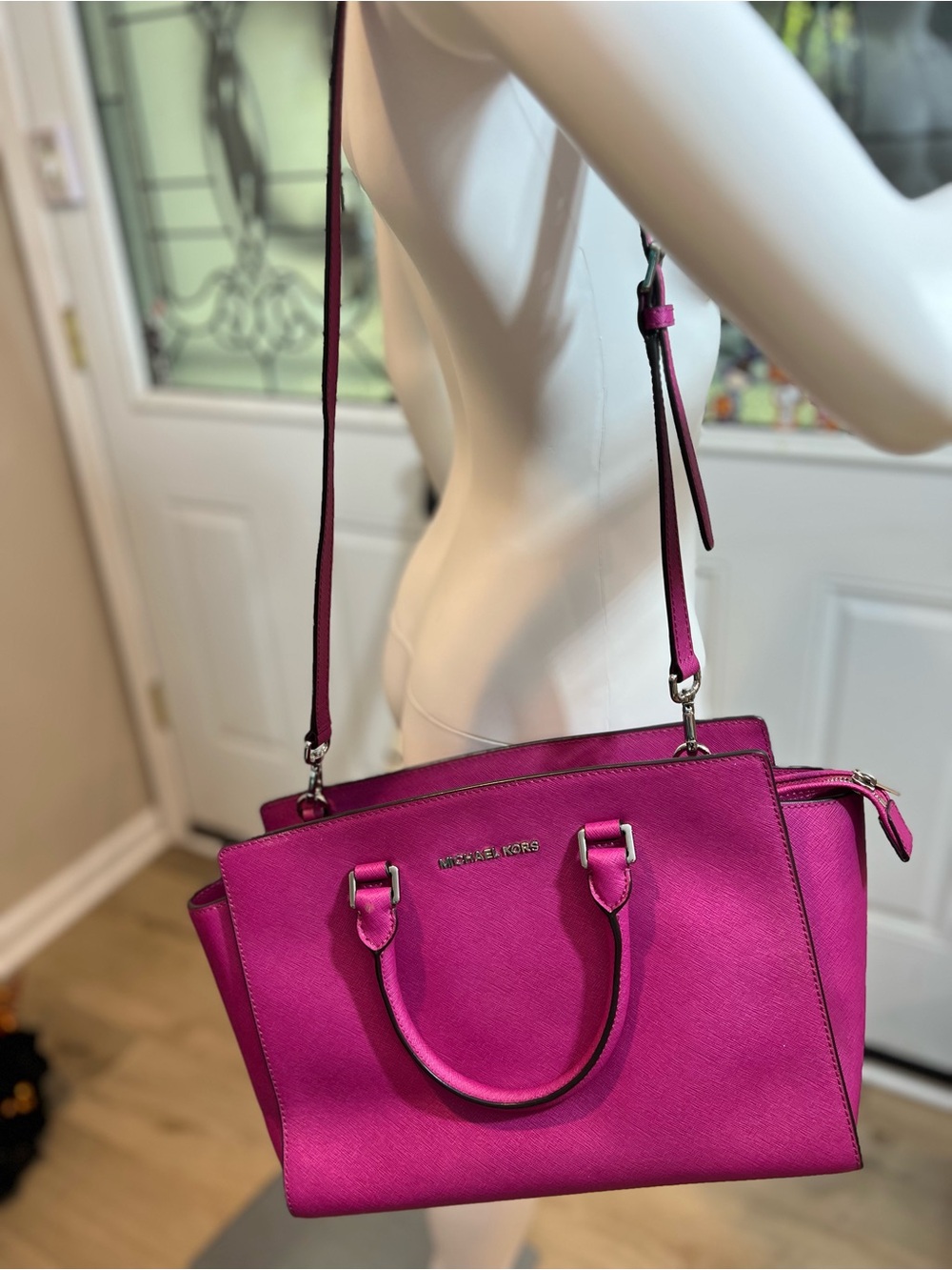 One tiny call out: Michael Kors Fuchsia Saffiano Leather Satchel